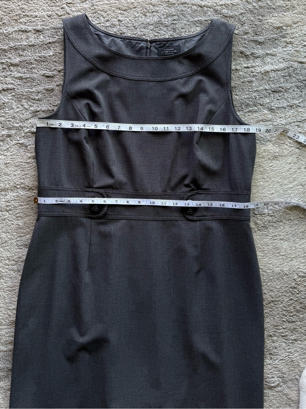 Tahari ASL Charcoal Gray Business Sheath Suit Dress | 16 - Picture 5 of 7